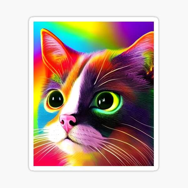 "Rainbow cute cat wallpaper" Sticker for Sale by CorneliusDesign