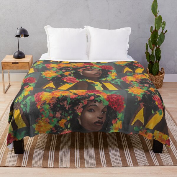 Item preview, Black Woman Flowers Painting Melanin Afro Black Month History Gift designed and sold by TMelonShop.