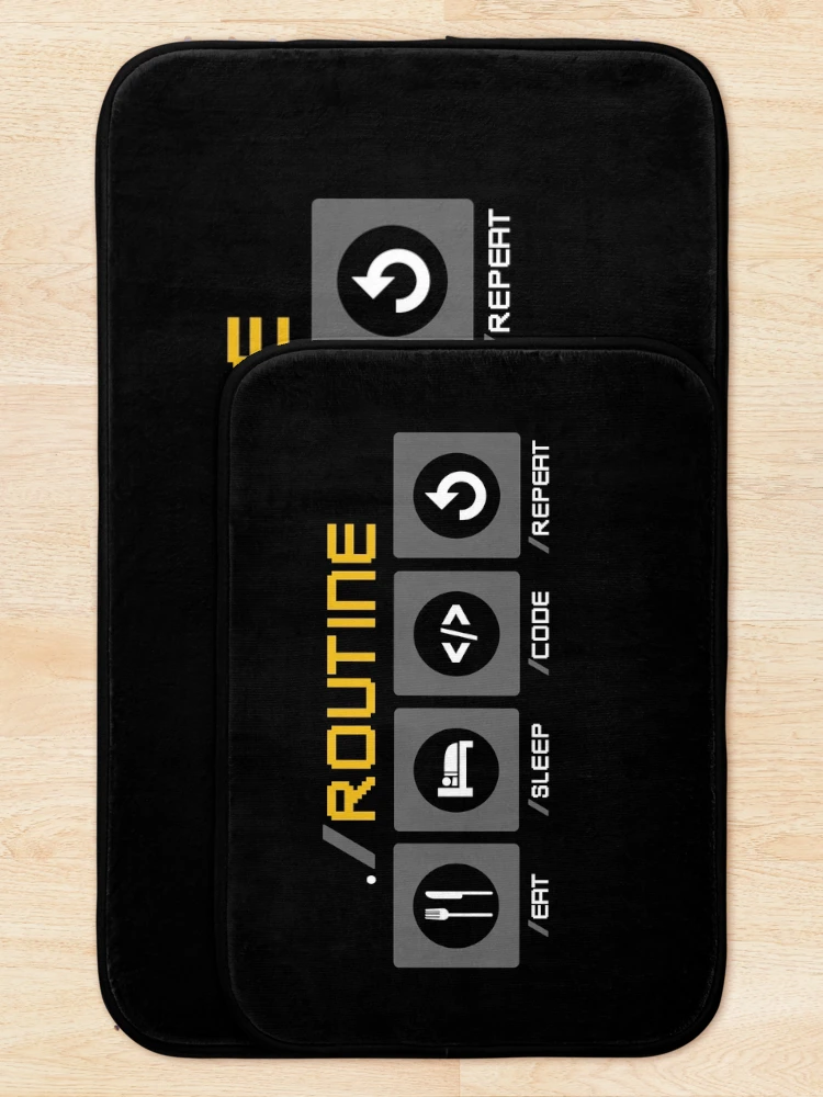Thumbnail 5 of 6, Bath Mat, Software Developers Routine Eat Sleep Code Repeat designed and sold by FineArc.