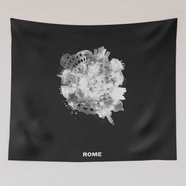 Item preview, Rome, Italy Black and White Skyround Art / Circular Panoramic Skyline Painting (Inverted Version) designed and sold by A Deniz Akerman.