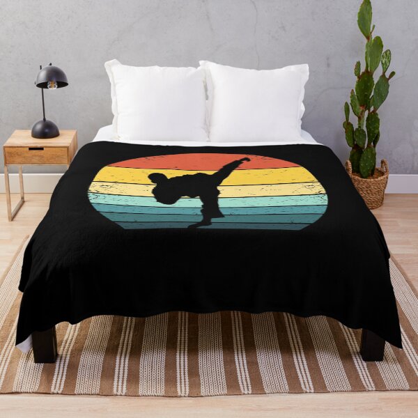 Item preview, Vintage Karateka Silhouette on a Retro Sunset designed and sold by KleverOlivier.