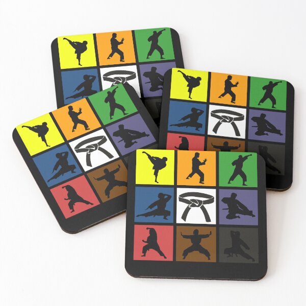 Artikelvorschau, Karateka-Silhouetten in Pop-Art-Karate-Gürtelfarben entworfen und verkauft von KleverOlivier.
