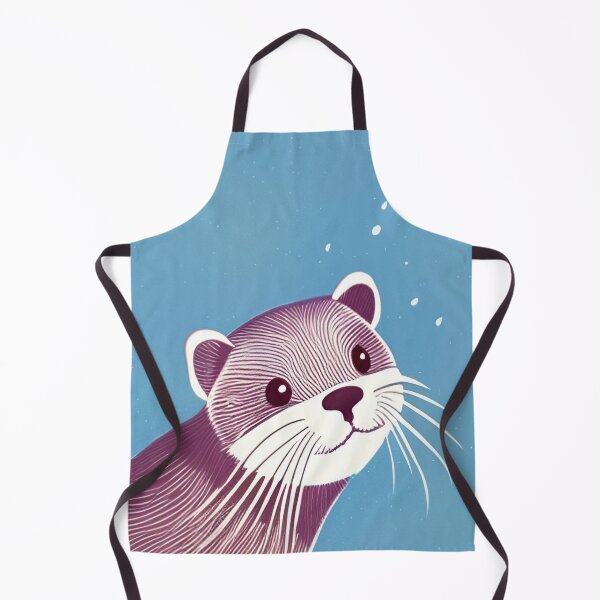Item preview, Smiling Sea Otter Minimalist Contemporary Art with Blue Background designed and sold by emmtayloor.