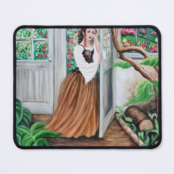 Item preview, Distraught girl enters the Orangery. Oil painting designed and sold by OilPaintsHatts.