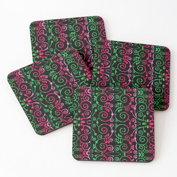 Item preview, Swirlygig Stripes Magenta and Green on Black Repeat 5748 designed and sold by Art in My Loft.