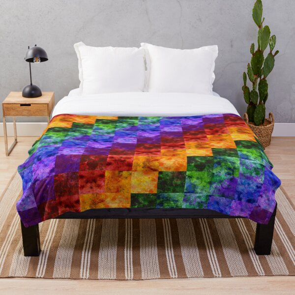 Rainbow Spectrum Quilt Throw Blanket