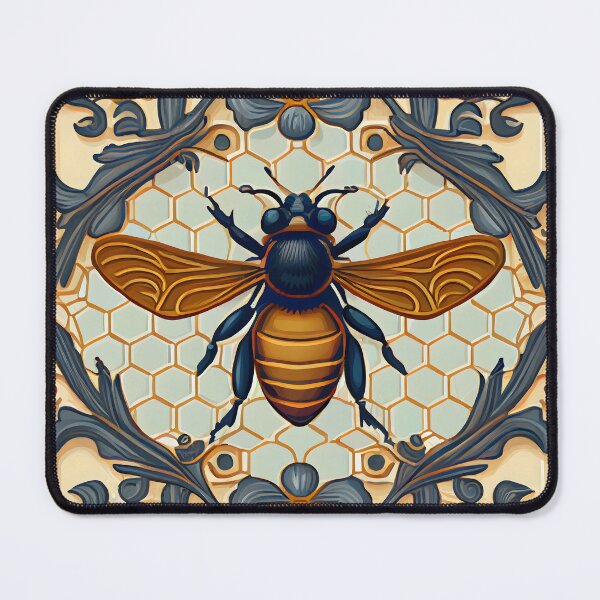 Item preview, Bee Tile Pattern Victorian Style Blues and Golds designed and sold by ClairesPatterns.