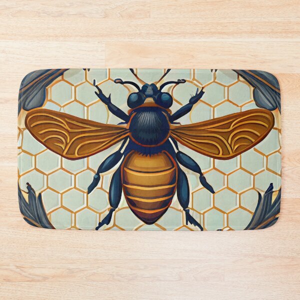 Item preview, Bee Tile Pattern Victorian Style Blues and Golds designed and sold by ClairesPatterns.