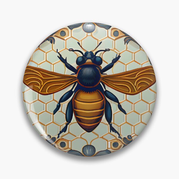 Item preview, Bee Tile Pattern Victorian Style Blues and Golds designed and sold by ClairesPatterns.