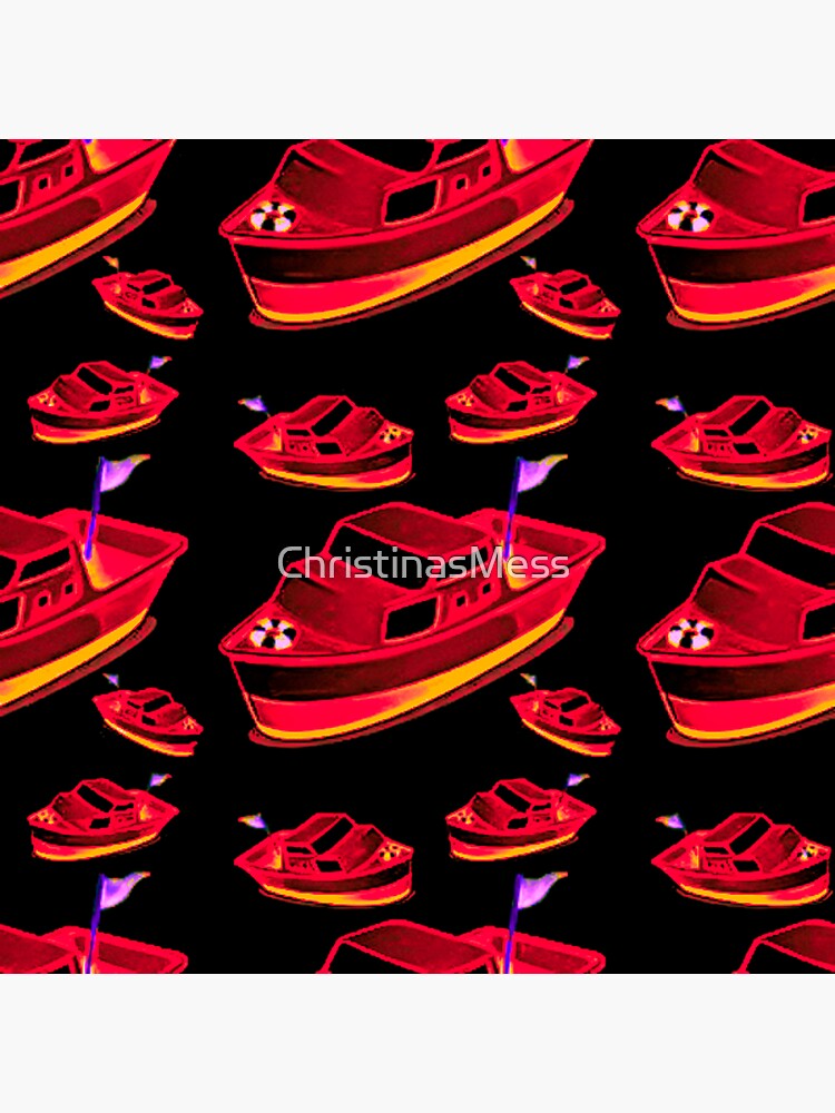 "Red Boat Cruiser Black Lake " Sticker for Sale by ChristinasMess