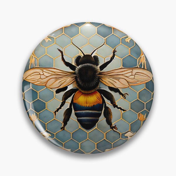 Item preview, Bee Tile Pattern Watercolor Victorian Style Greys Blue and Golds designed and sold by ClairesPatterns.