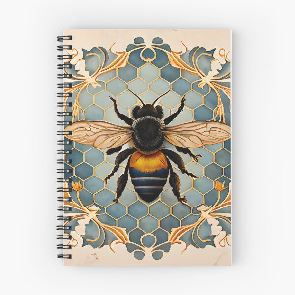 Item preview, Bee Tile Pattern Watercolor Victorian Style Greys Blue and Golds designed and sold by ClairesPatterns.