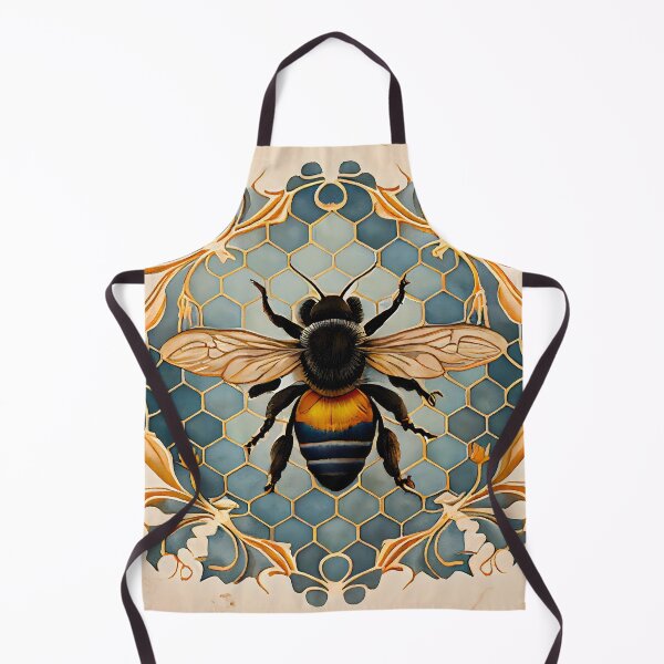 Item preview, Bee Tile Pattern Watercolor Victorian Style Greys Blue and Golds designed and sold by ClairesPatterns.