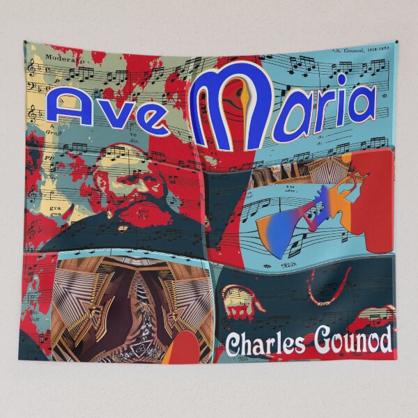 Item preview, ATTRACTIVE PORTRAIT OF CHARLES GOUNOD - MUSICIAN COMPOSER - VIRTUAL CONCERT ORGAN TRUMPET DUO - FUNNY MUSIC SCORE AVE MARIA PATCHWORK PATTERN - GREAT GIFT FOR ORGANISTS AND TRUMPETERS designed and sold by Ralek.