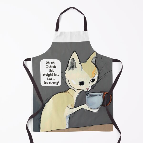 Item preview, Funny, worried, skinny cat and tea cup wall art. Cartoon cat wall decor as prints, on canvas, or large posters. Cat wall art decor for your living room or bedroom. Choice of print sizes. designed and sold by JoelsCorner.