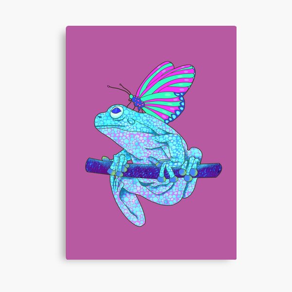 Fantasy Pink Frog Spirit Animal with Pink and Blue Butterfly Fantasy Pink Frog Spirit Animal with Pink and Blue Butterfly