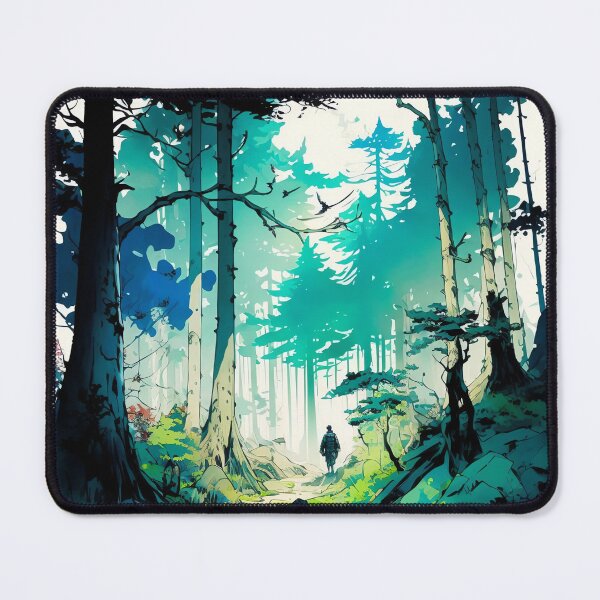 Item preview, Trekking the Unfamiliar, Lone Adventurer on Forest Path designed and sold by Electric-Llama.