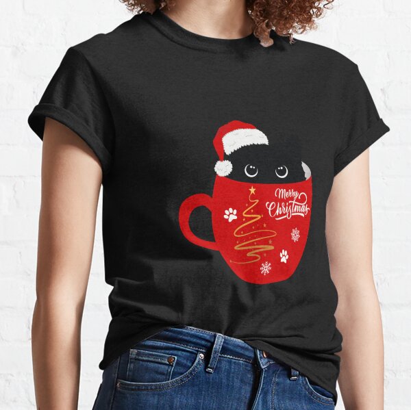 Item preview, Santa Black Cat Tangled Up In Christmas Tree Lights Holiday designed and sold by koki4you.