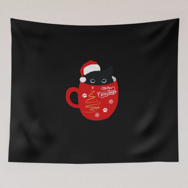 Item preview, Santa Black Cat Tangled Up In Christmas Tree Lights Holiday designed and sold by koki4you.