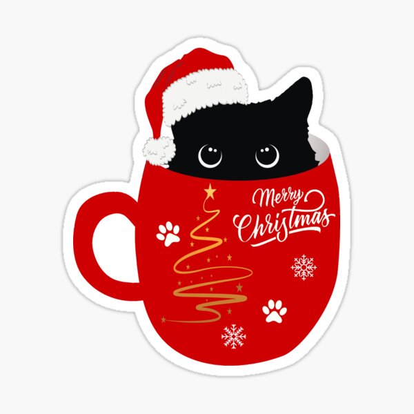 Item preview, Santa Black Cat Tangled Up In Christmas Tree Lights Holiday designed and sold by koki4you.