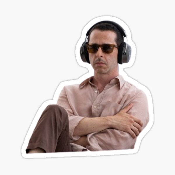 Relatable Kendall Roy sitting headphones succession sticker