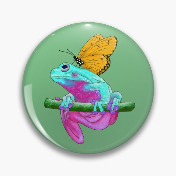 Item preview, Fantasy Blue and Pink Frog Spirit Animal with Orange Butterfly designed and sold by LaRoach Digital Arts.