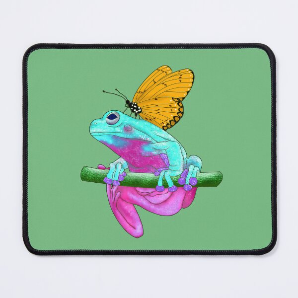 Item preview, Fantasy Blue and Pink Frog Spirit Animal with Orange Butterfly designed and sold by LaRoach Digital Arts.