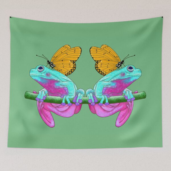Item preview, Fantasy Blue and Pink Frog Spirit Animal with Orange Butterfly designed and sold by LaRoach Digital Arts.