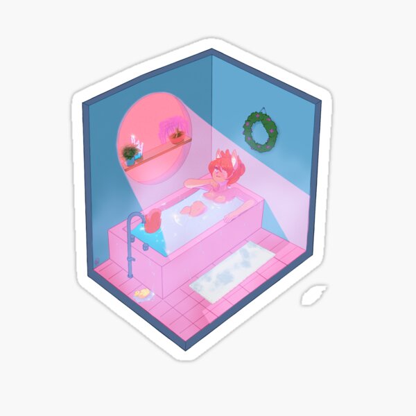 "Bath Time" Sticker for Sale by PorcbunsArt | Redbubble