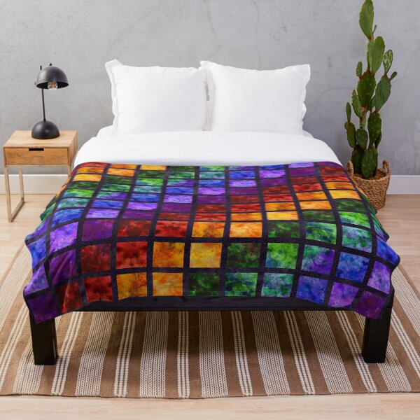 Item preview, Rainbow Spectrum Black Quilt designed and sold by TigerTorreArt.