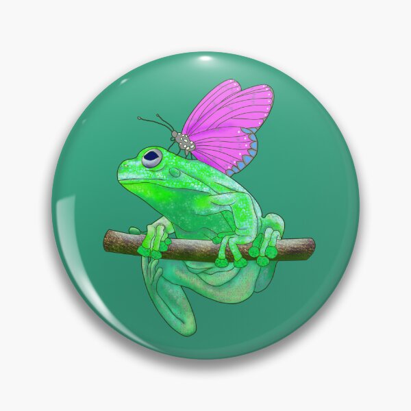 Item preview, Fantasy Green Frog Spirit Animal with Pink Butterfly designed and sold by LaRoach Digital Arts.