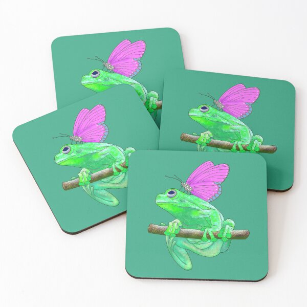 Item preview, Fantasy Green Frog Spirit Animal with Pink Butterfly designed and sold by LaRoach Digital Arts.