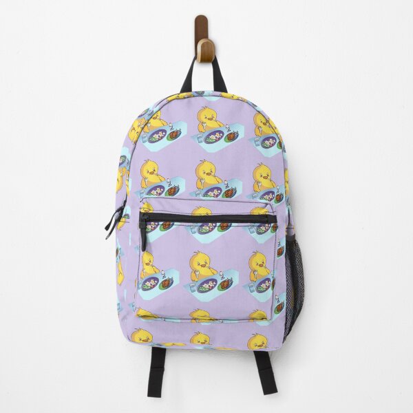 Item preview, chick eating fried eggs, hard boiled egg, fried chicken and drinking pure water in chibi kawai style. designed and sold by kitsuneins.