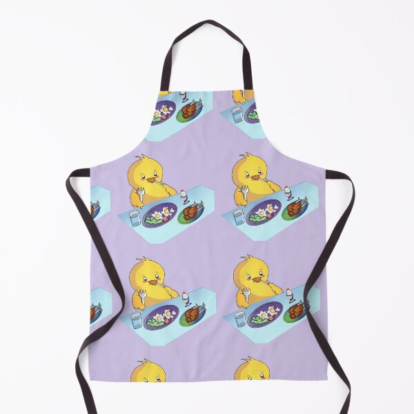 Item preview, chick eating fried eggs, hard boiled egg, fried chicken and drinking pure water in chibi kawai style. designed and sold by kitsuneins.