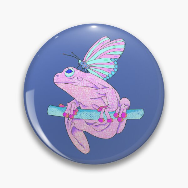 Item preview, Fantasy Pink Frog Spirit Animal with Pink and Blue Butterfly designed and sold by LaRoach Digital Arts.
