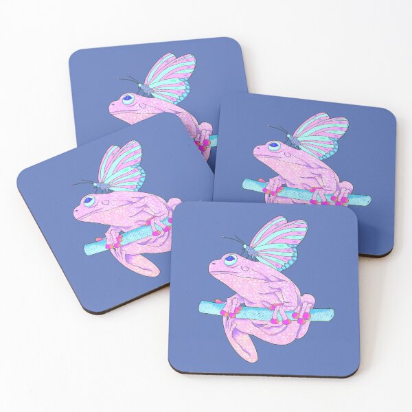 Item preview, Fantasy Pink Frog Spirit Animal with Pink and Blue Butterfly designed and sold by LaRoach Digital Arts.