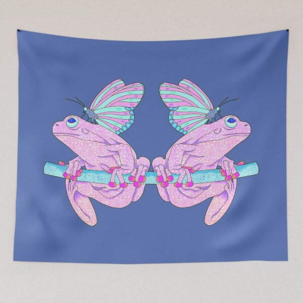 Item preview, Fantasy Pink Frog Spirit Animal with Pink and Blue Butterfly designed and sold by LaRoach Digital Arts.