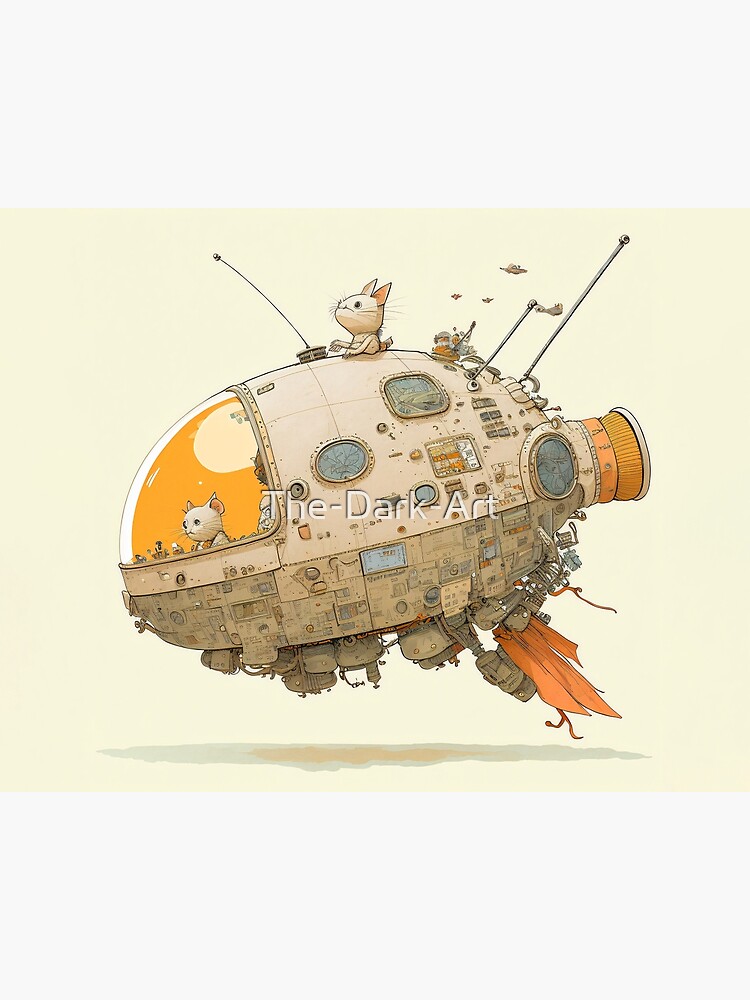 Discover Cats in Space! Cats in Space Ships Illustration. Premium Matte Vertical Poster