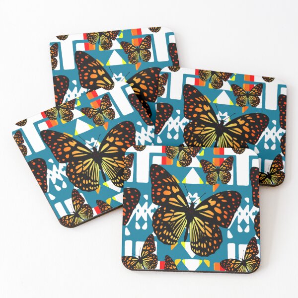 Item preview, Teal / White  / Fire Color  Native Butterfly Blanket Print  designed and sold by JMWCD.