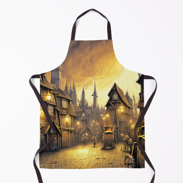 Item preview, A brightly lit tudor village at night designed and sold by dystopiatoday.