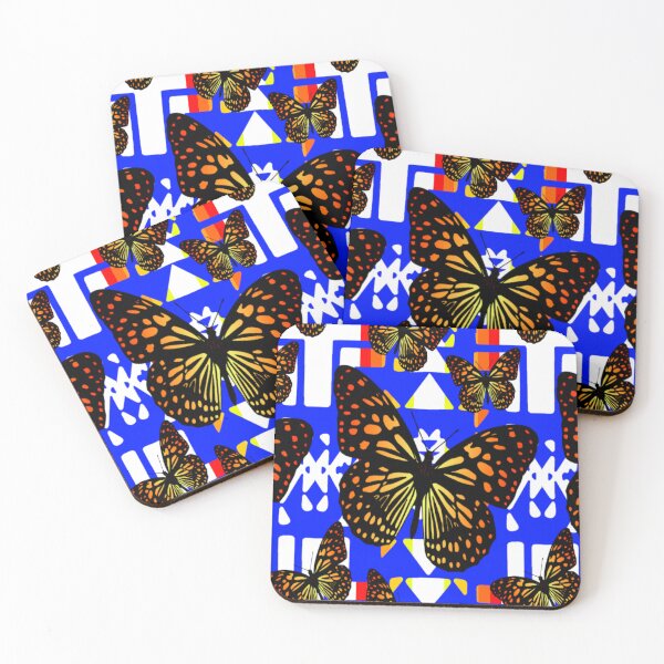 Item preview, Bright Blue / White  / Fire Color  Native Butterfly Blanket Print  designed and sold by JMWCD.