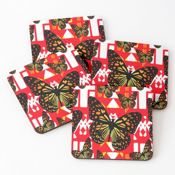 Item preview, Bright Red / White  / Fire Color  Native Butterfly Blanket Print  designed and sold by JMWCD.