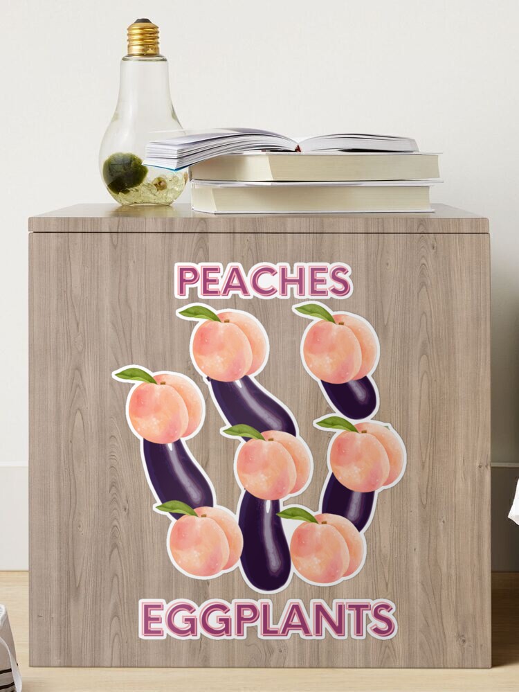 Peaches and eggplants Sticker for Sale by DesignDoubleP