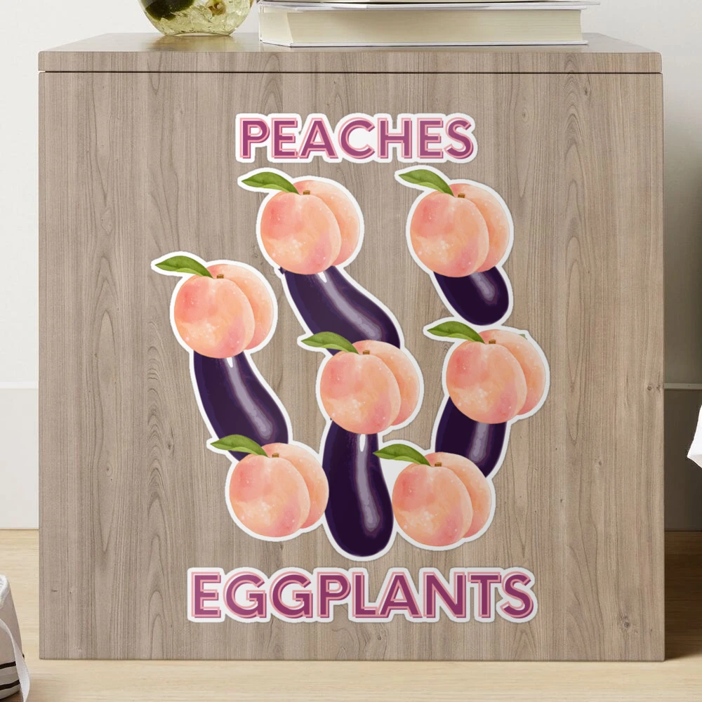 Peaches and eggplants Sticker for Sale by DesignDoubleP