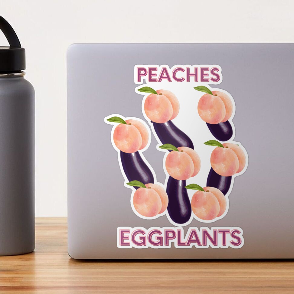 Peaches and eggplants Sticker for Sale by DesignDoubleP