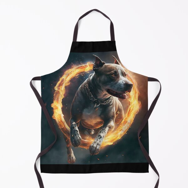 Artikelvorschau, Brauner und weißer Pitbull, der durch einen Feuerring springt entworfen und verkauft von epicevolution.