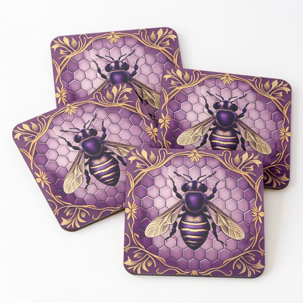 Item preview, Bee Tile Pattern Watercolor Victorian Style Purple designed and sold by ClairesPatterns.