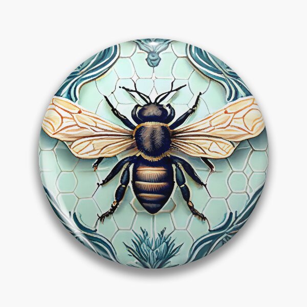 Item preview, Bee Tile Pattern Watercolor Victorian Style Aqua designed and sold by ClairesPatterns.