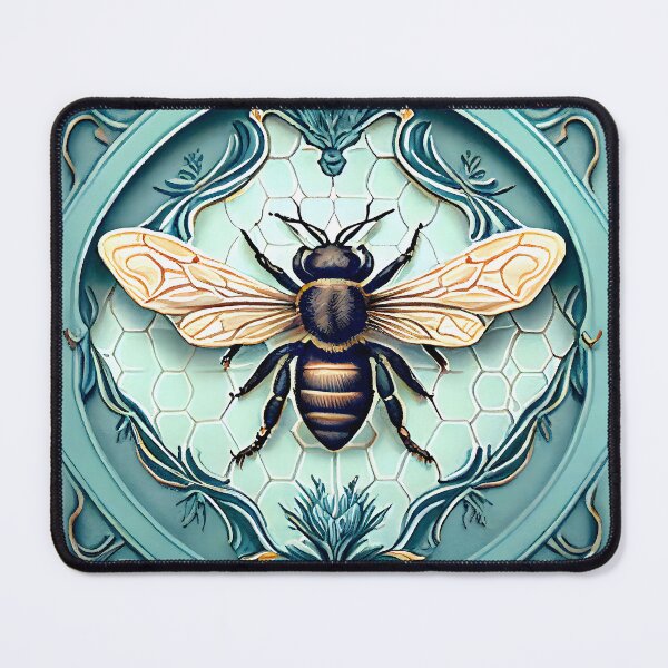 Item preview, Bee Tile Pattern Watercolor Victorian Style Aqua designed and sold by ClairesPatterns.