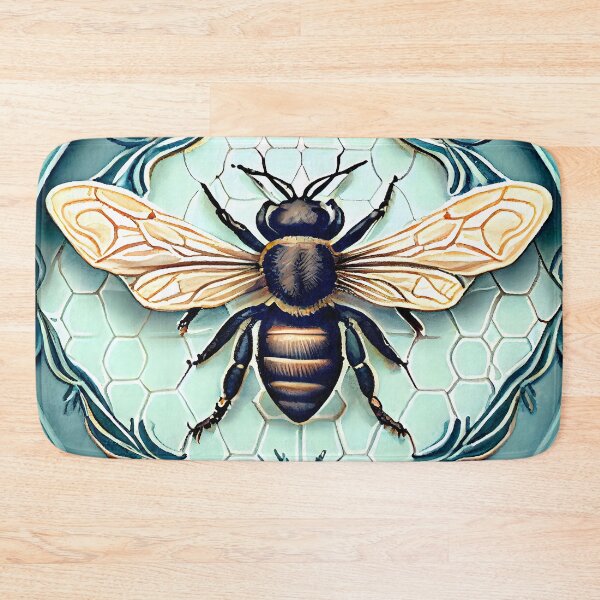 Item preview, Bee Tile Pattern Watercolor Victorian Style Aqua designed and sold by ClairesPatterns.